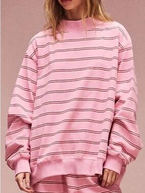 NWT Parke Valentine’s Day Striped Mockneck Pullover - Size L/XL